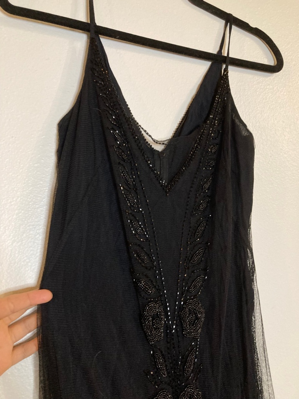 French connection mesh beaded sleeveless dress